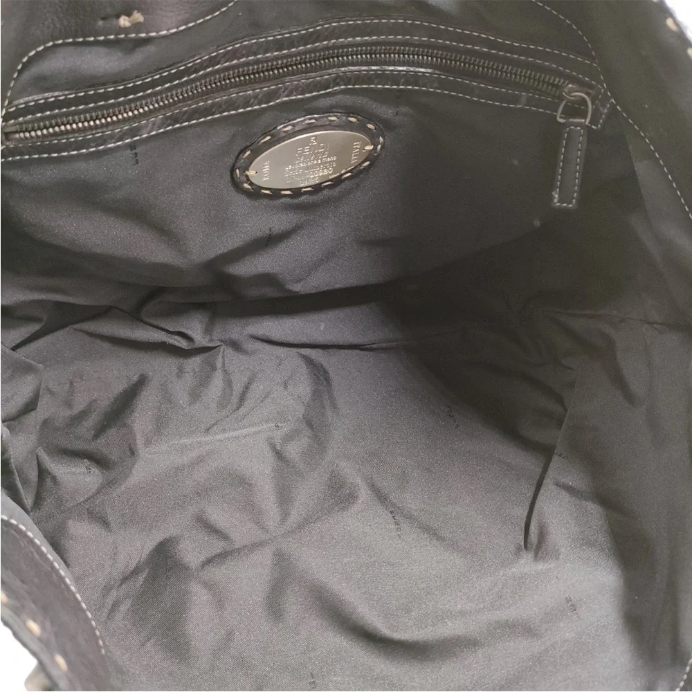 Fendi Selleria Black Studded Tote Bag